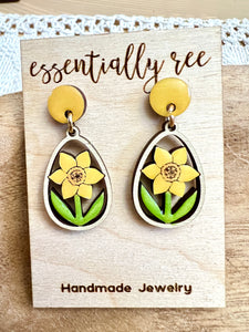 Handpainted Daffodil Earrings