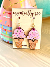 Load image into Gallery viewer, Ice Cream Cone Sprinkles Drop Earrings
