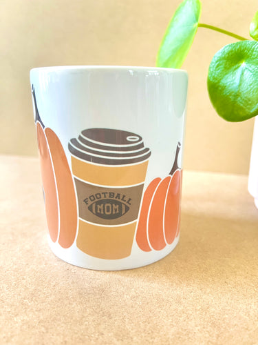 Ceramic Coffee Tea Mug Cup - Fall Football Mom Pumpkin Latte