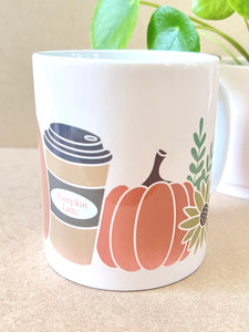 Ceramic Coffee Tea Mug Cup - Fall Football Pumpkin Lattes