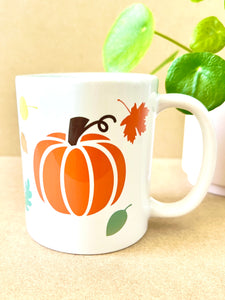 Ceramic Coffee Tea Mug Cup - Pumpkins Autumn Leaves