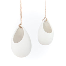 Load image into Gallery viewer, Large Ivory Ceramic Hanging Planter With Flat Bottom