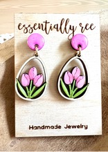 Load image into Gallery viewer, Handpainted Tulips Earrings