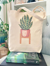 Load image into Gallery viewer, Heavy Duty Canvas Tote Bag Snake Plant Print