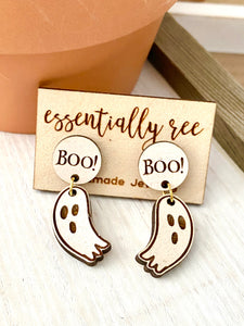 "Boo" Ghost Halloween Earrings(Small)