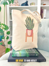 Load image into Gallery viewer, Heavy duty canvas tote bag snake plant print
