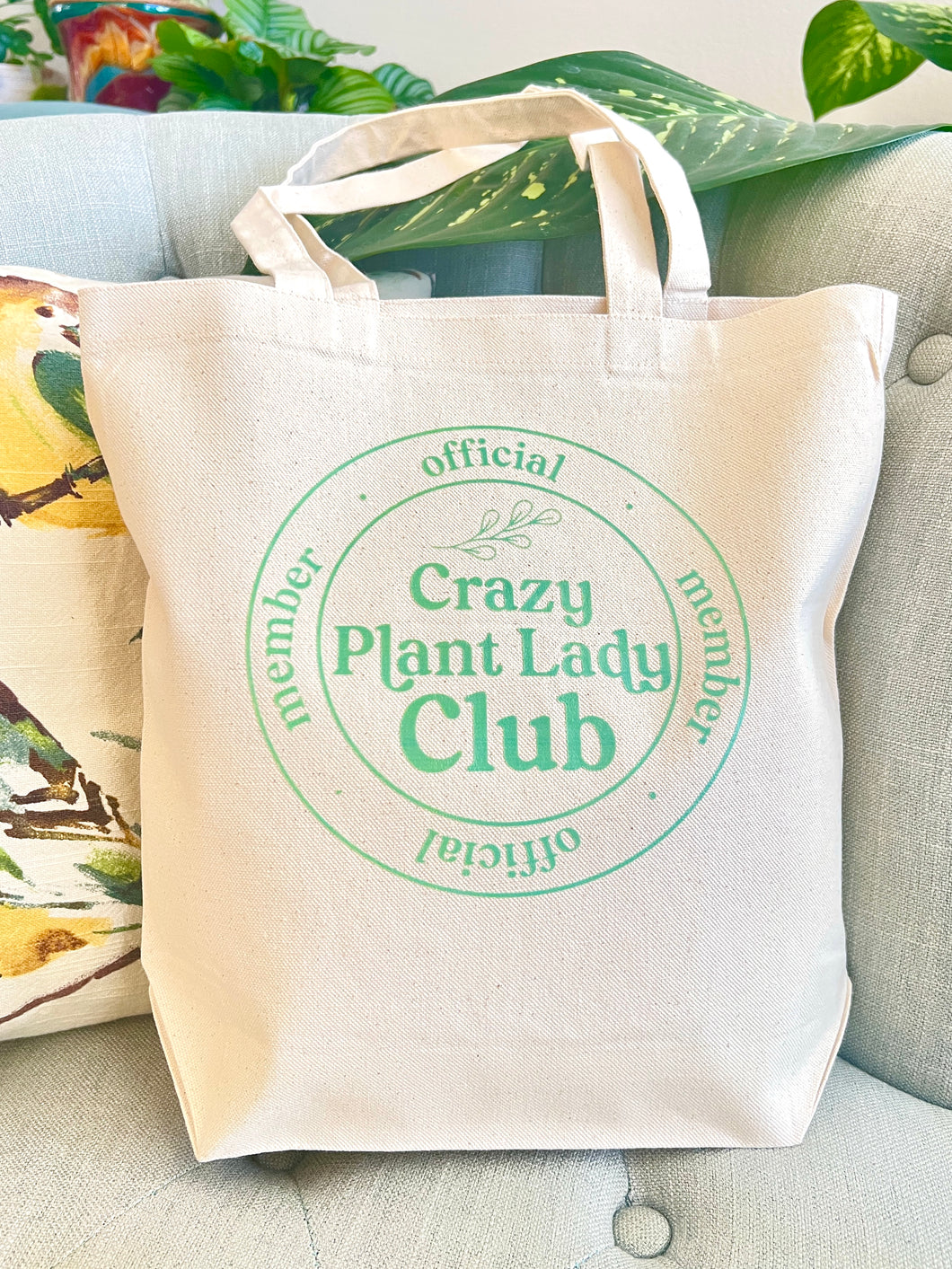 Crazy Plant Lady Club Print Canvas Tote Bag