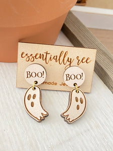 "Boo" Ghost Halloween Earrings(Small)