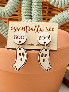 "Boo" Ghost Halloween Earrings(Small)