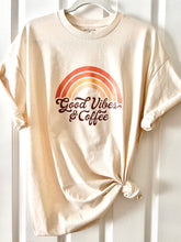 Load image into Gallery viewer, “Good Vibes and Coffee” 100% Cotton Printed T-Shirt