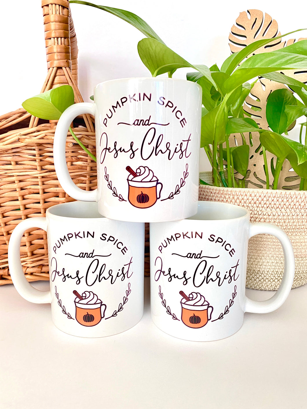 Ceramic Coffee Tea Mug Cup -Pumpkin Spice and Jesus Christ